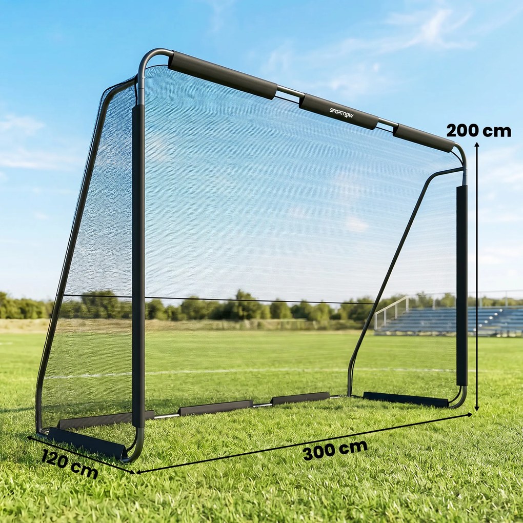 SPORTNOW Poartă de Fotbal 3x2 m, cu Plasă Rezistentă și Cadru Metalic Stabil, Negru | Aosom Romania