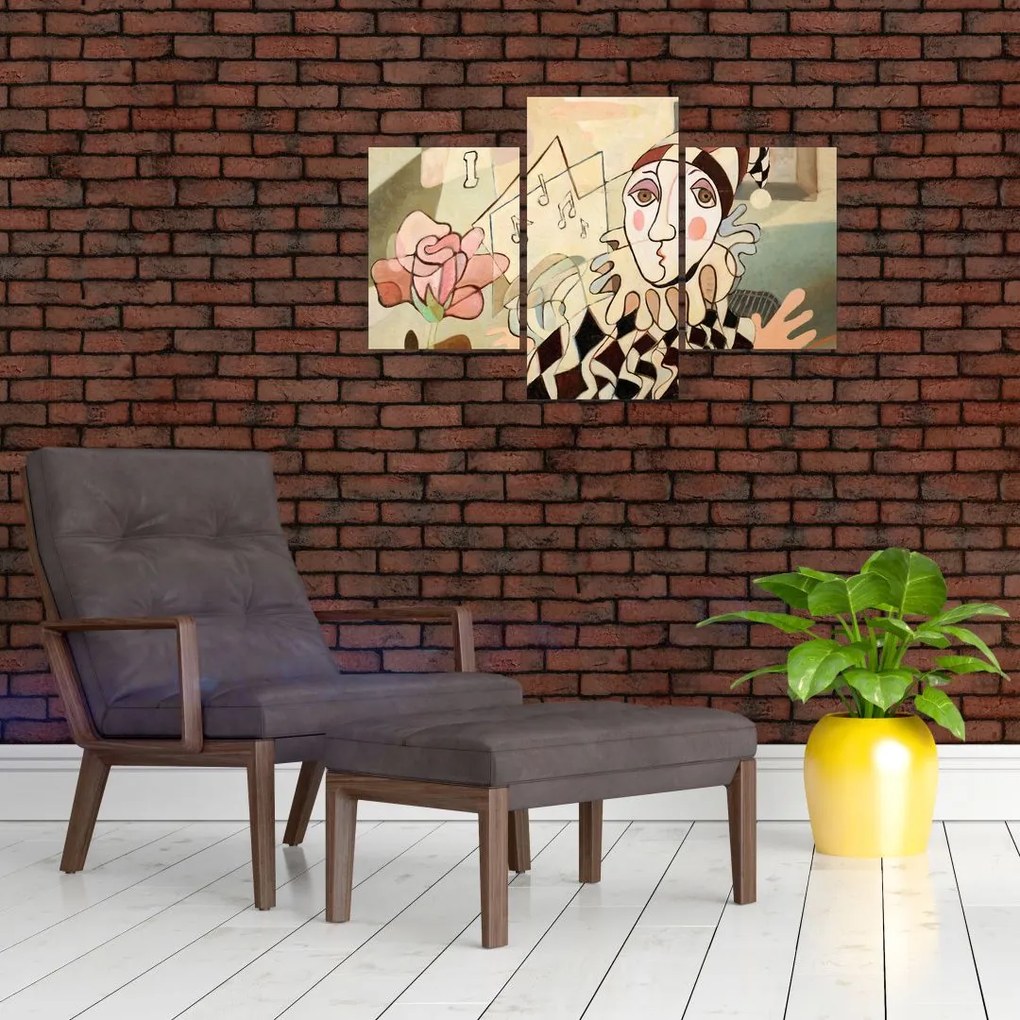 Tablou - Cubismul - arlechin și trandafir (90x60 cm)