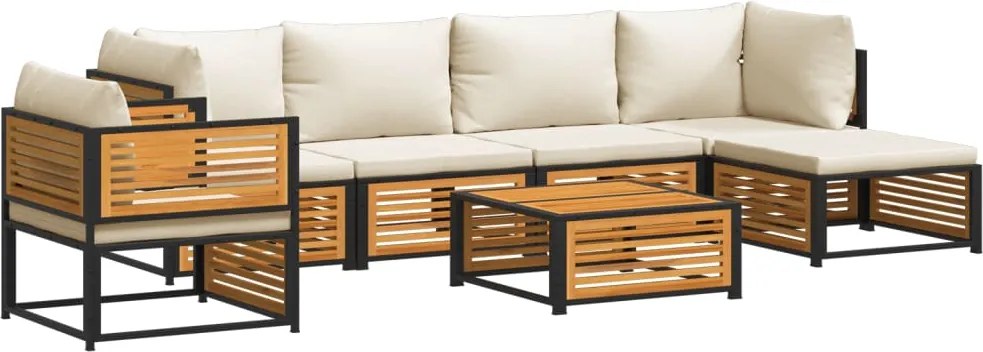 vidaXL Set canapele grădină cu perne, 7 piese, lemn masiv acacia