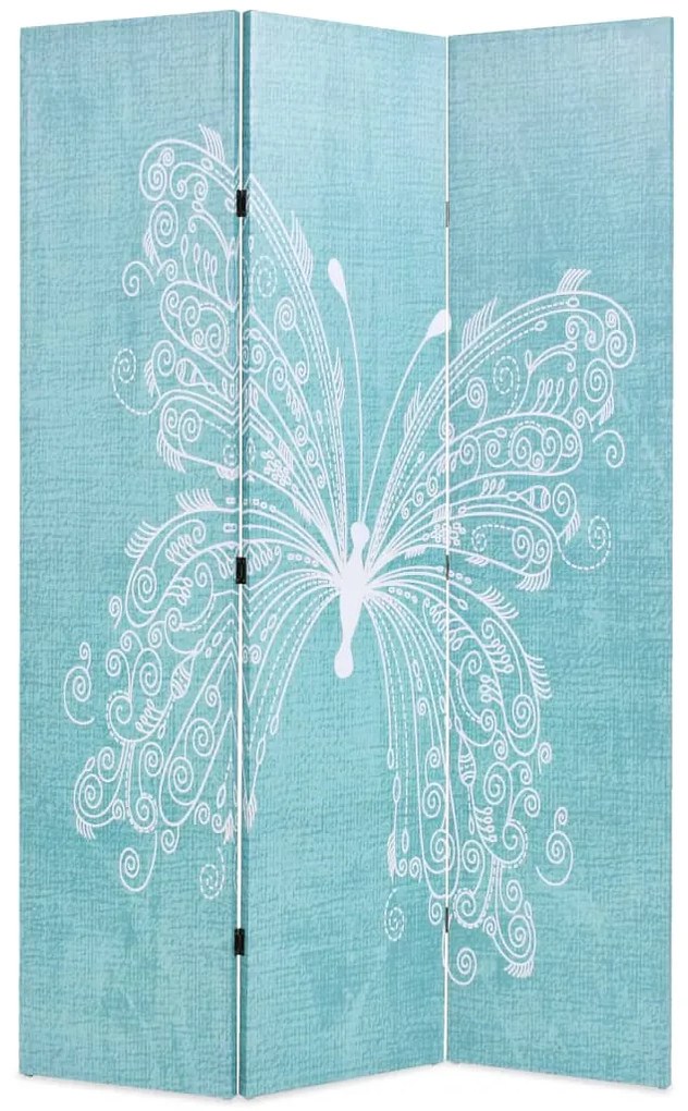 245885 vidaXL Paravan de cameră pliabil, albastru, 120 x 170 cm, fluture