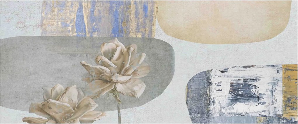 Tablou - Pictură flori și texturi (120x50 cm)