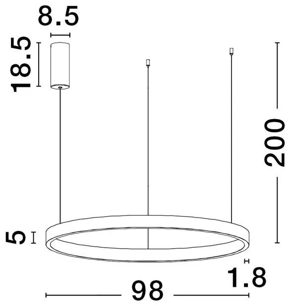 Lustra LED design circular cu iluminat sus si jos ELOWEN alb, diametru 98cm