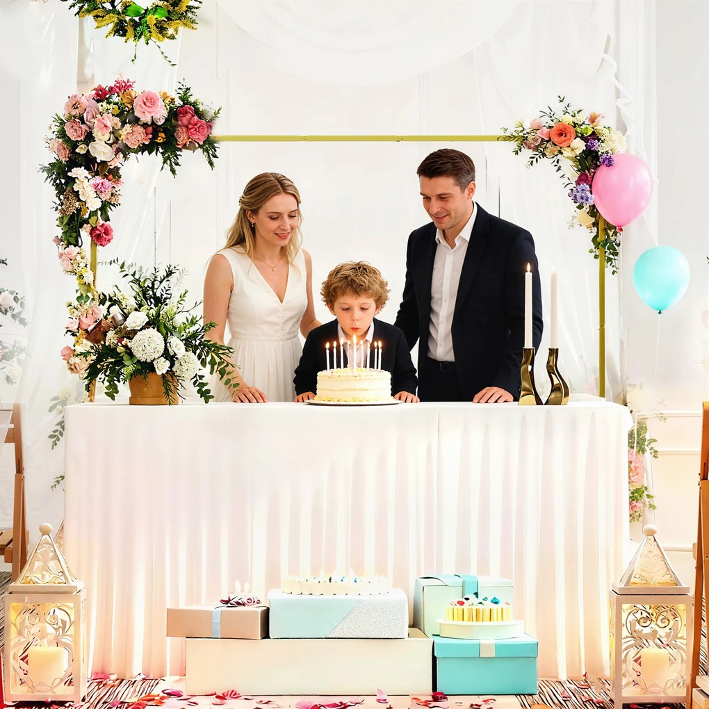 Outsunny Arc de grădină pentru trandafiri din metal Arc de nuntă rezistent la intemperii pentru decor terasă 200x40x200 cm auriu | Aosom Romania