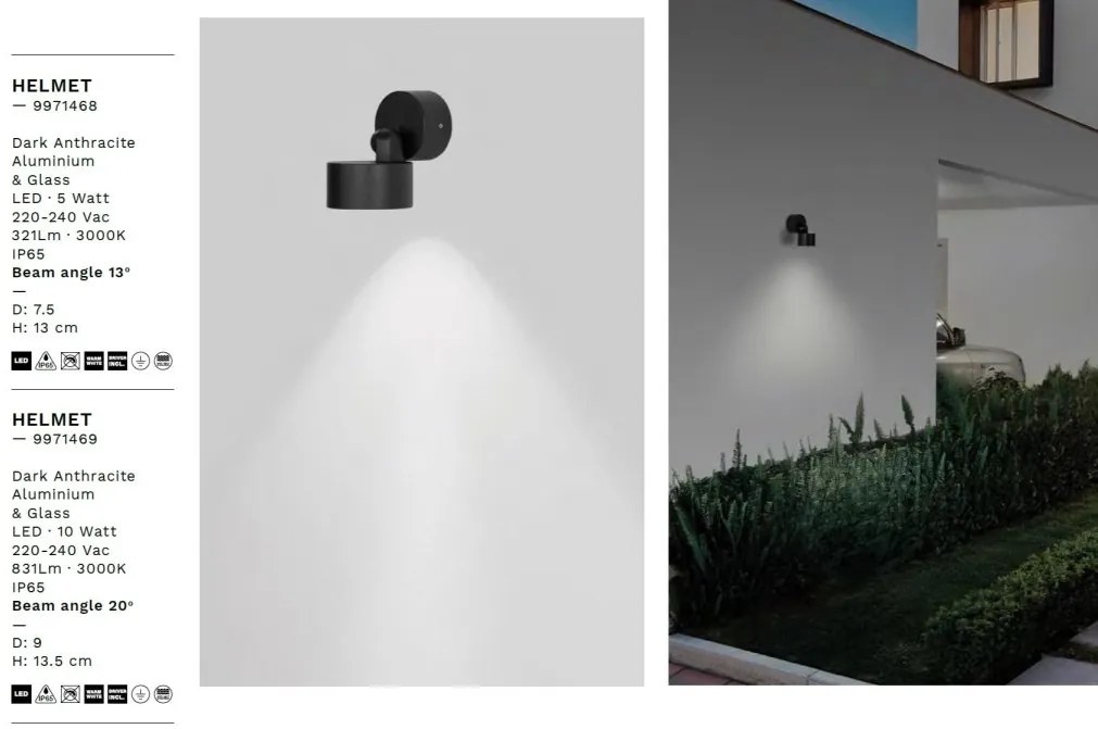 Mini Aplica tip Spot LED directionabil iluminat exterior IP65 HELMET D-7,5cm
