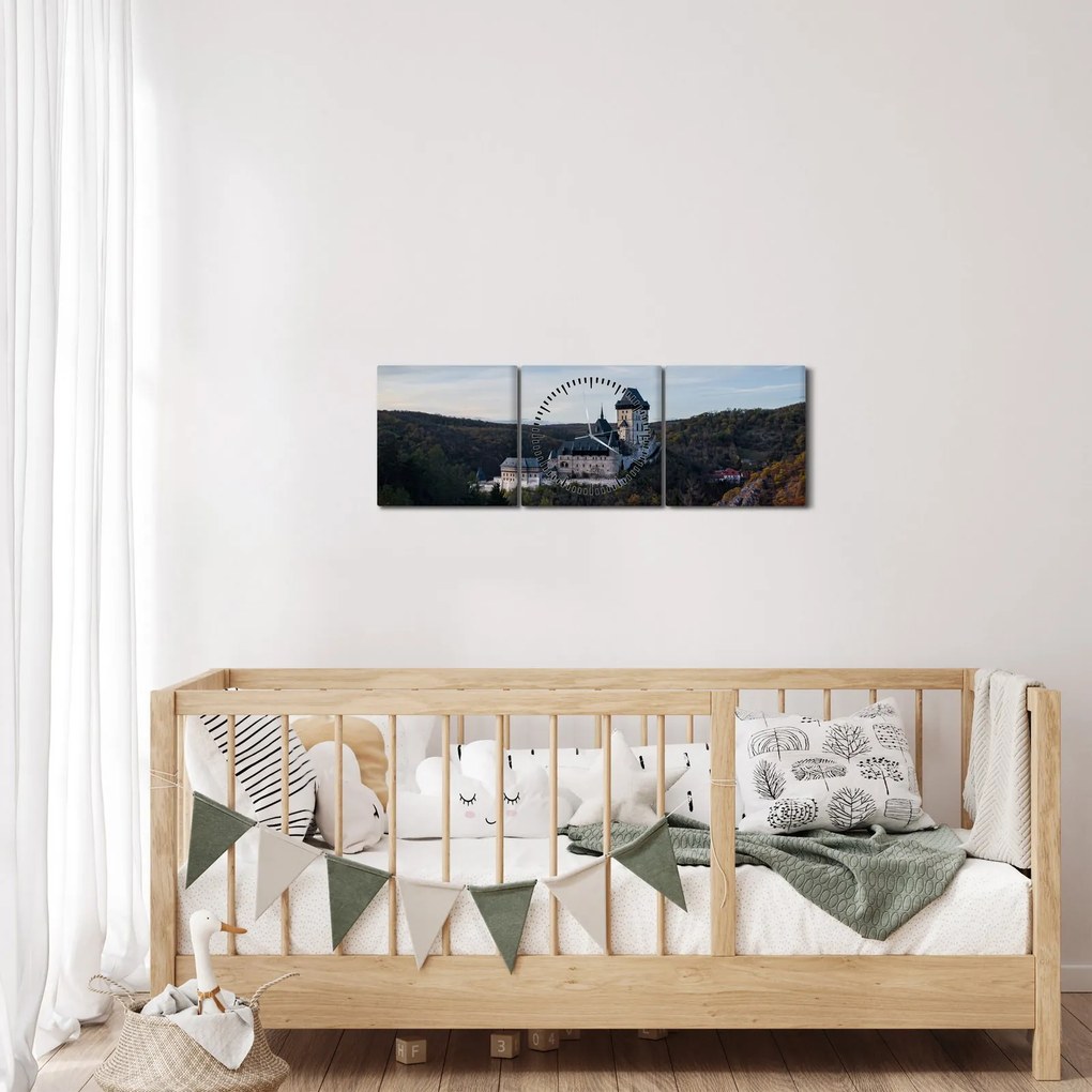 Tablou cu Karlstejn (cu ceas) (90x30 cm)