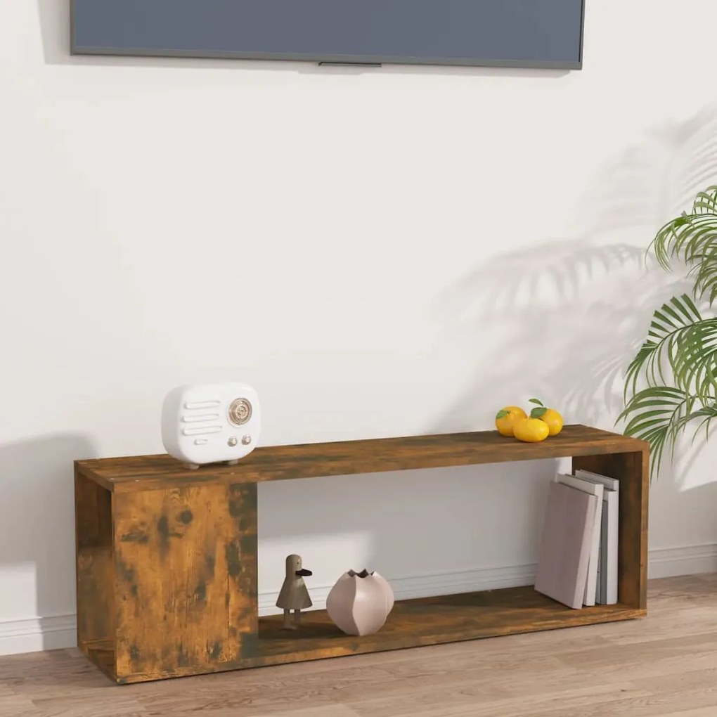 816035 vidaXL Comodă TV, stejar fumuriu, 100x24x32 cm, lemn prelucrat
