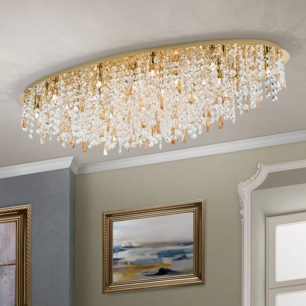 Lustra cristal K9 design elegant de lux CRYSTALRIVER aurie