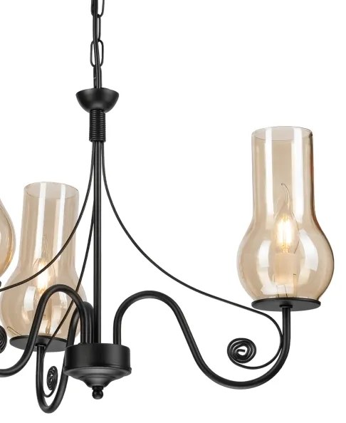 Lustră pe lanț Brilagi COTTAGE 3xE14/40W/230V negru/maro