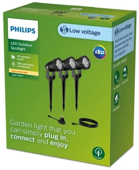 SET 3x spot LED de exterior Philips CAPER LED/1,5W/24/230V IP44