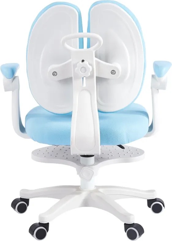 Scaun ergonomic pentru copii, spatar reglabil, suport picioare reglabil, rotativ, Albastru