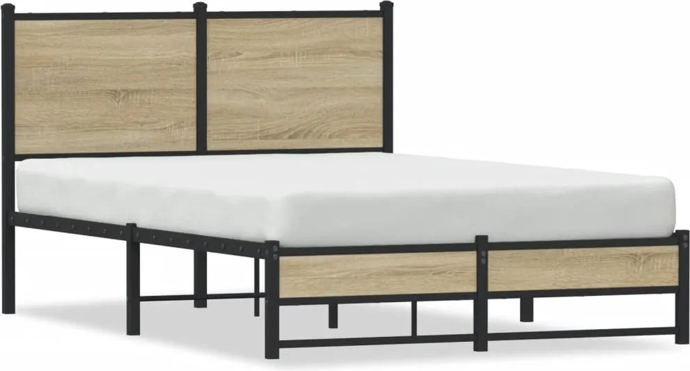 vidaXL Cadru de pat metalic fără saltea, stejar sonoma, 120x200 cm