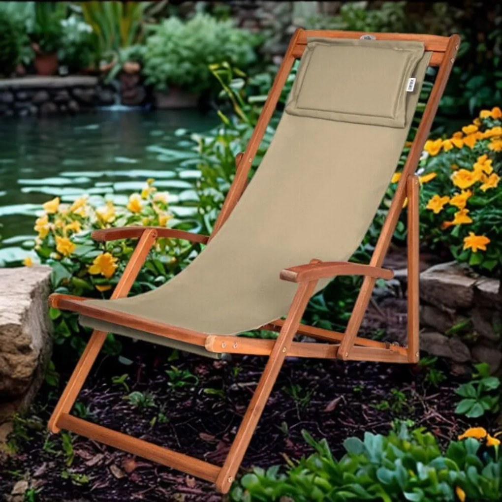 Șezlong de grădină SIENA, 65x87x102cm, bej Jurhan