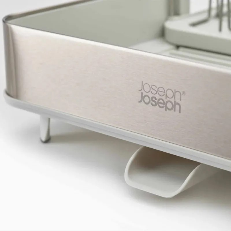 Uscător de vase Joseph Joseph Extend 851692, Extensibil, Drenaj, Spațiu pentru panou, Recipient pentru ustensile detașabil, Șampanie/alb