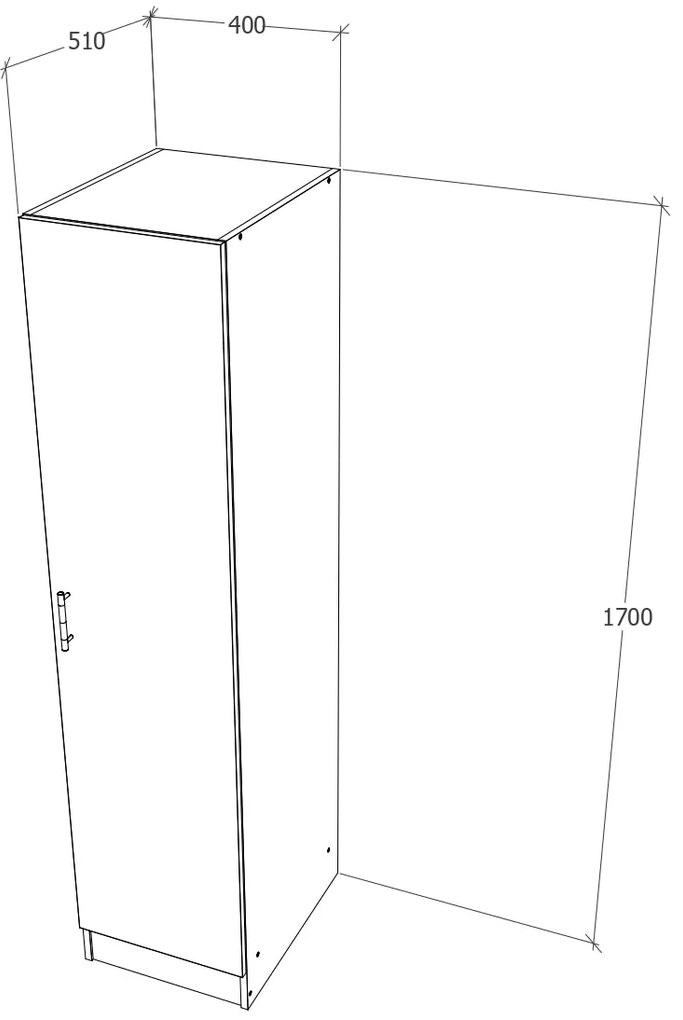Dulap Remi, O Usa, Stejar Bronz, 40 x 51 x 170 cm