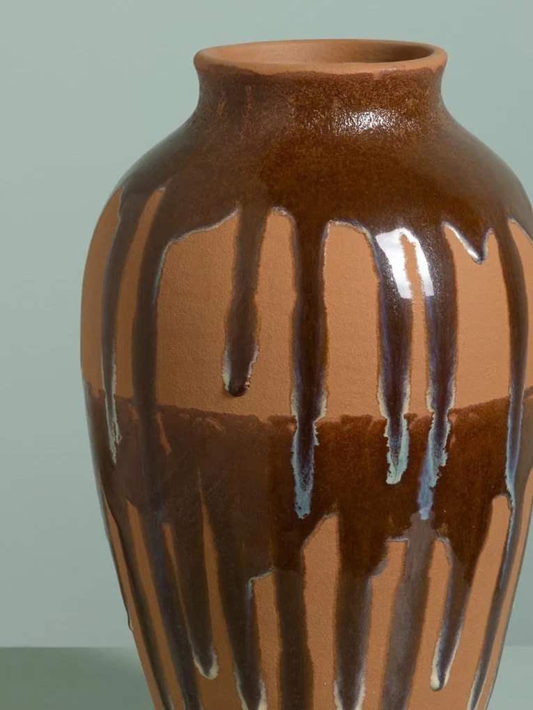 Vas decorativ din ceramica glazurata , H33cm , "Dripping Glaze"
