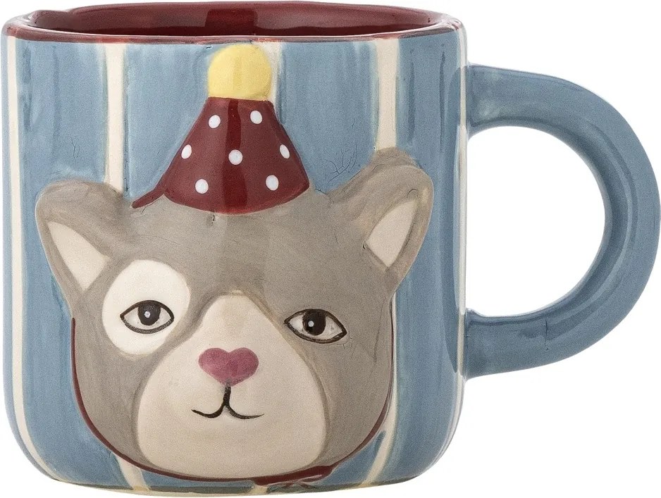 Set 3 piese din ceramică artizanală, multicolor, pictate manual cu pisică, pentru copii, „Party"