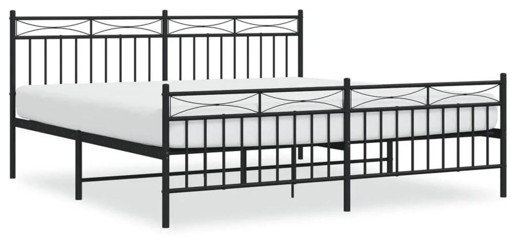 373714 vidaXL Cadru pat metalic cu tăblii de cap/picioare, negru, 183x213 cm