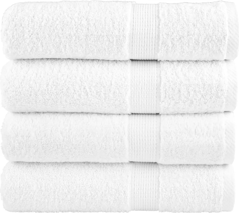 vidaXL Prosoape de baie premium, SOLUND 4 buc alb 100x150cm 600gsm