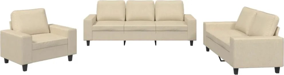 vidaXL Set de canapele, 3 piese, crem, material