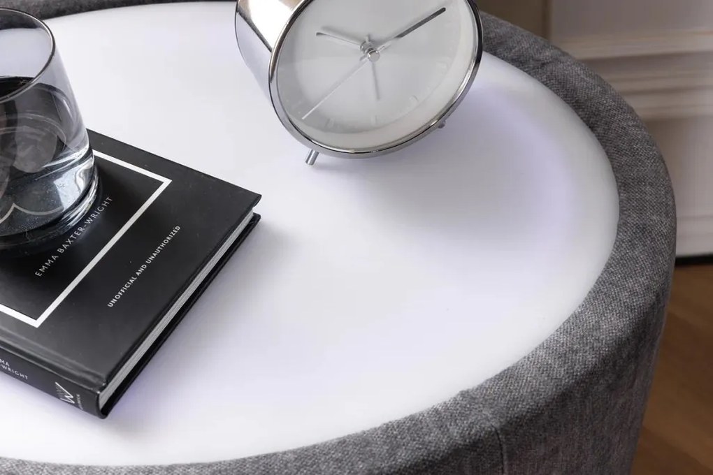 Noptiera ovala cu iluminat LED SIGNUM 55cm catifea gri