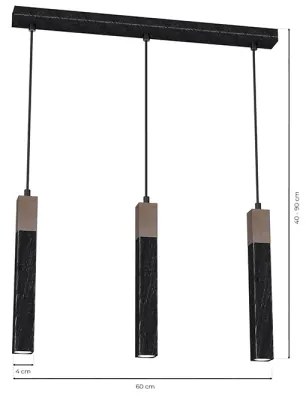 Lustră pe cablu SOLO 3xGU10/MR11/40W/230V neagră