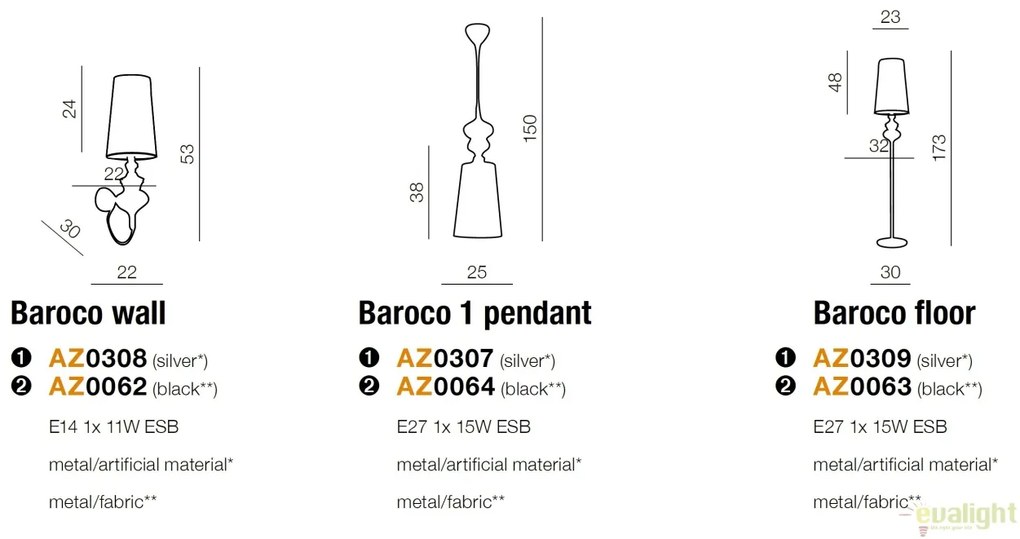 Aplica de perete moderna design elegant Baroco Silver