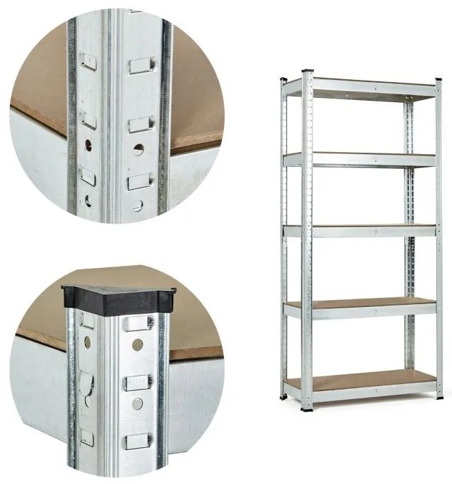 Raft metalic stabil pentru depozitare. Model cu 5 nivele 180x90x40