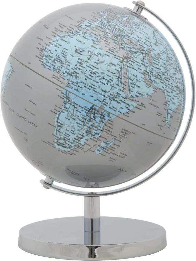 Decorațiune Globe, 28x20x20 cm, plastic/ metal, argintiu/ albastru