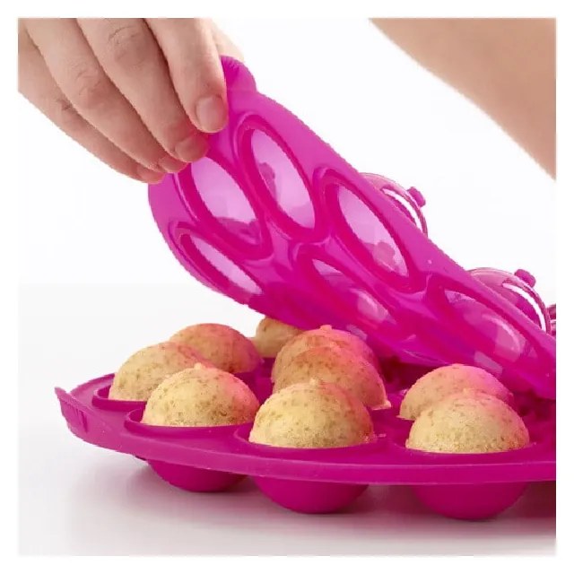 Formă din silicon pentru cake pops Lékué Pops, ⌀ 26,5 cm, roz