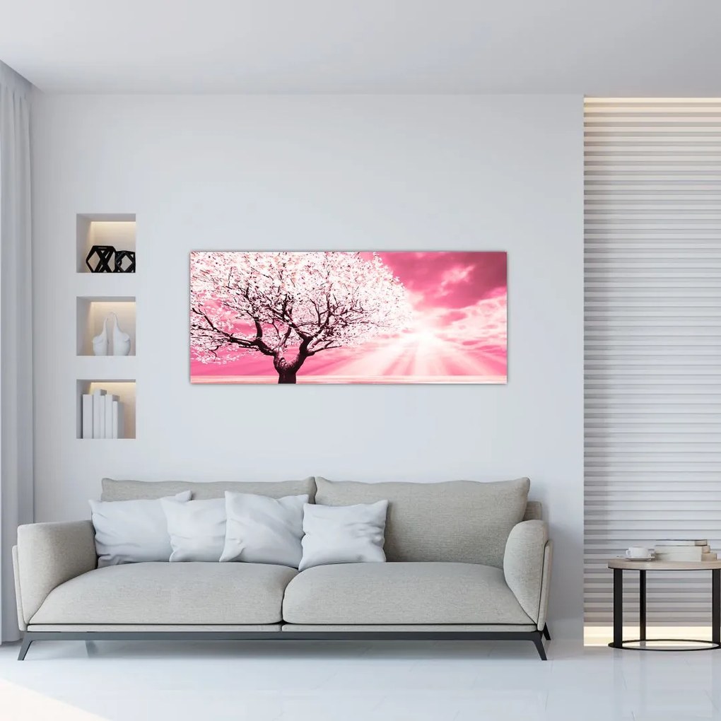 Tablou cu pomul roz (120x50 cm), în 40 de alte dimensiuni noi