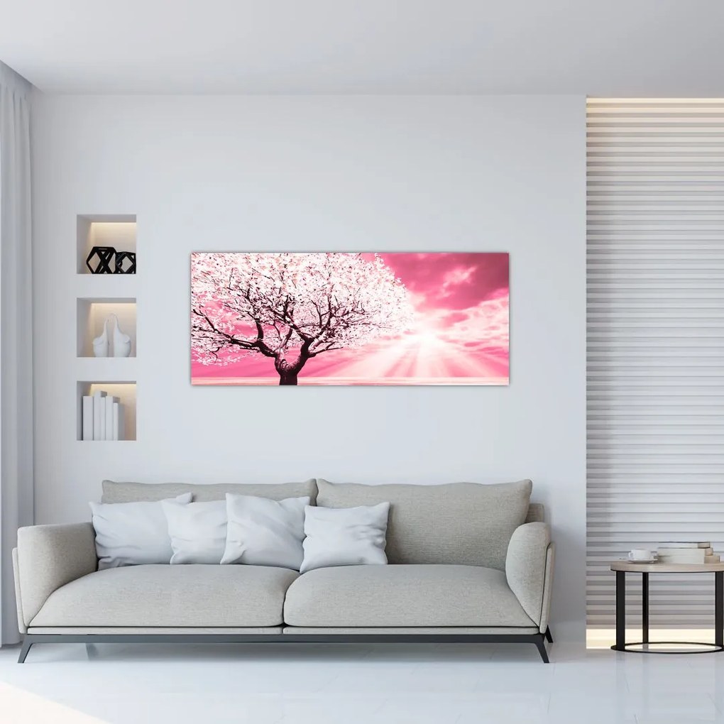 Tabloul cu pomul roz (120x50 cm)