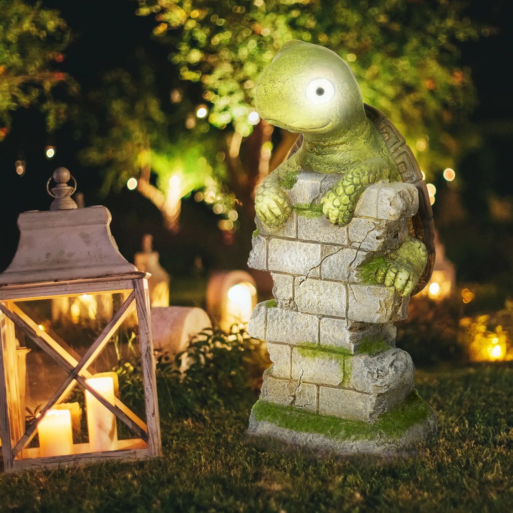 Outsunny Figurină de Grădină "Broască Țestoasă Mică", Decorațiune de Grădină, rezistentă la intemperii, inclusiv lumină solară | Aosom Romania