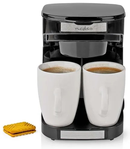 Cafetieră pentru două cești 450W/230V 0,25 l Nedis KACM140EBK
