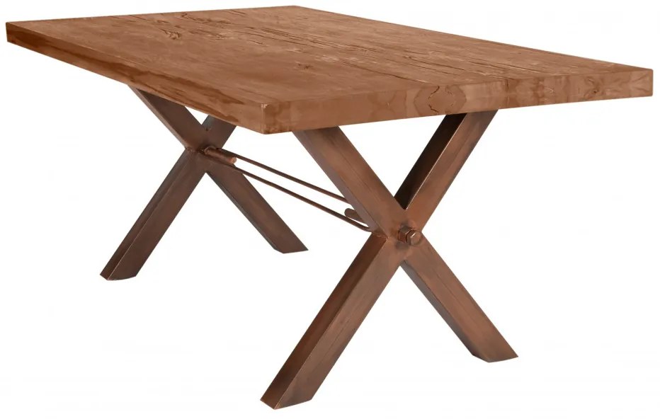 Masa dreptunghiulara cu blat din lemn de stejar Tables &amp; Benches 180 x 100 x 76 cm maro