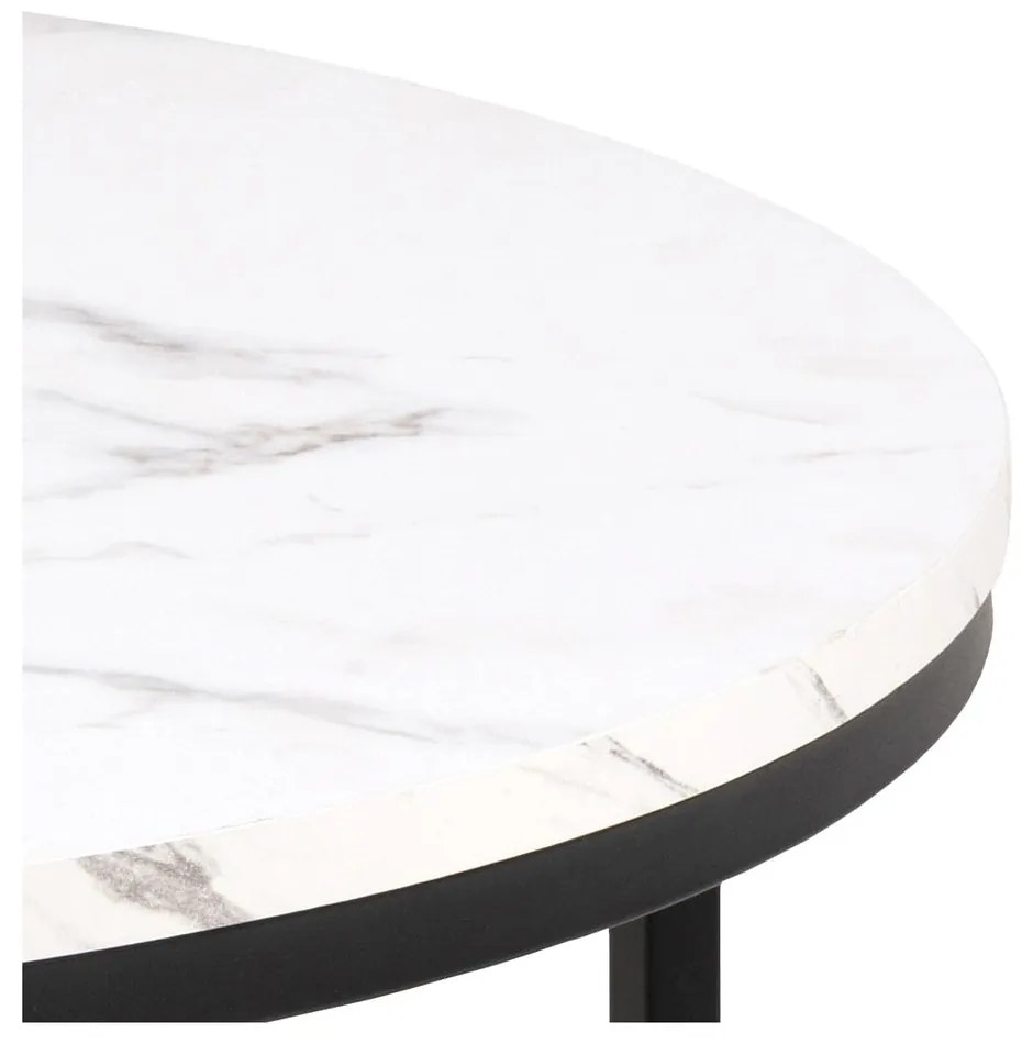 Măsuță de cafea albă rotundă cu blat cu aspect de marmură ø 80 cm Spiro – Actona