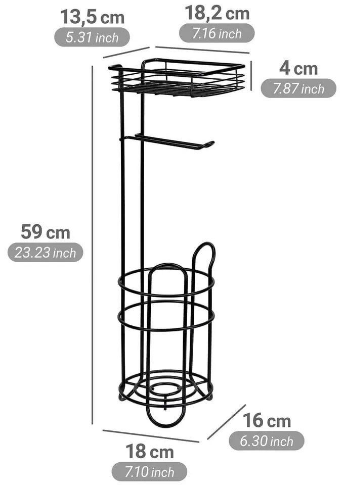 Suport pentru hârtie igienică negru din oțel – Wenko