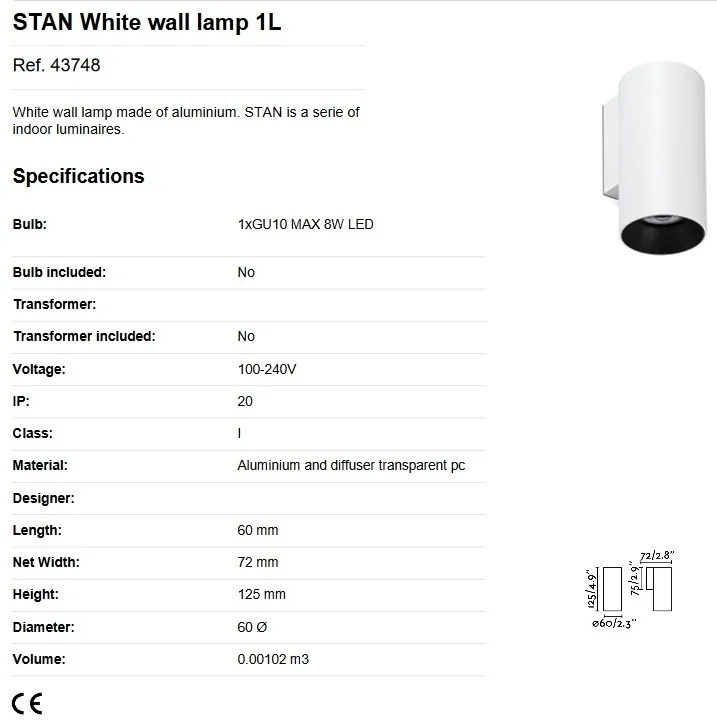 Aplica perete ambientala design modern STAN alba