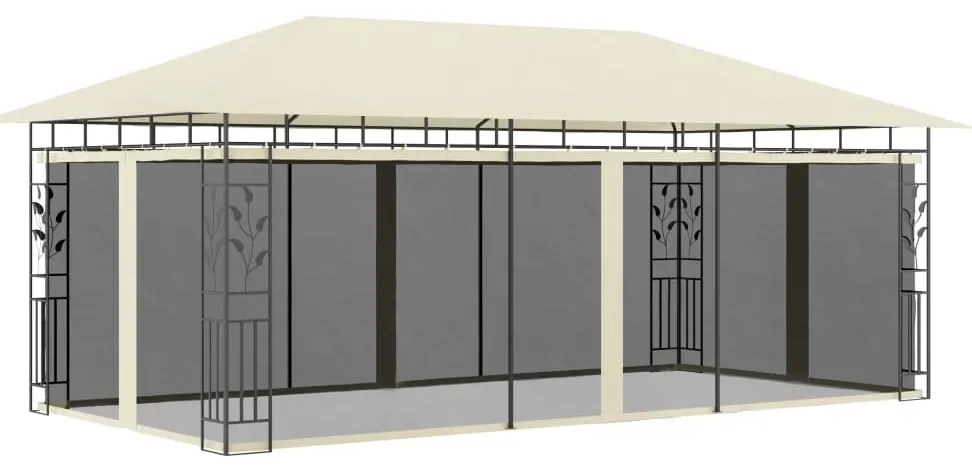 vidaXL Pavilion cu plasă anti-țânțari, crem, 6 x 3 x 2,73 m