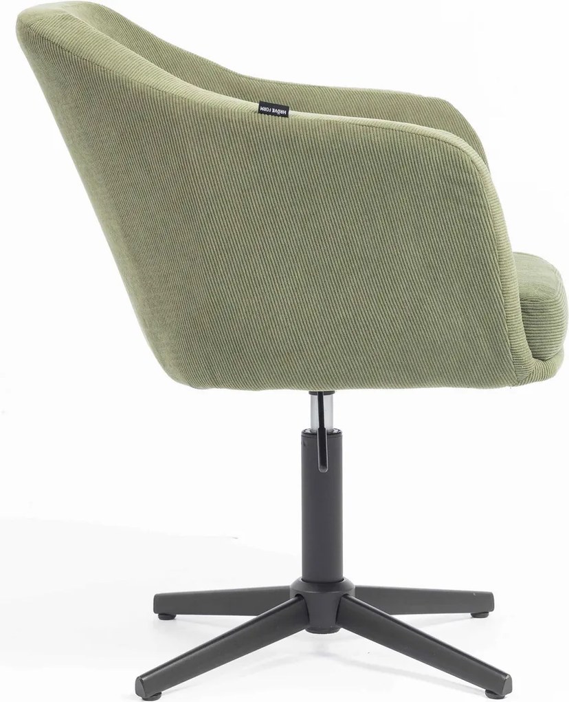 HR832CROSS Scaun Catifea Reiată Premium culoare verde salvie cu Bază Neagră