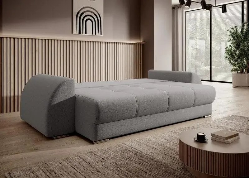 Canapea extensibilă dumonde cu ladă de depozitare si sezut confortabil din spuma high-density, Verona New Grey 260x100 cm