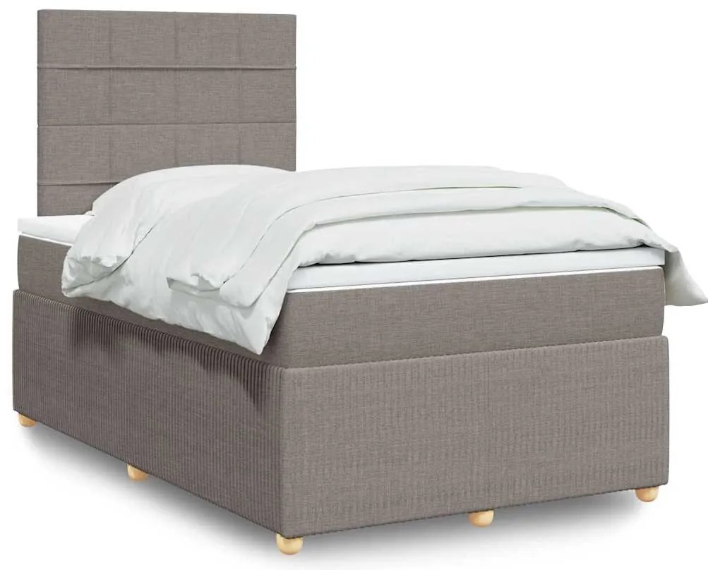 vidaXL Pat box spring cu saltea, taupe, 120x190 cm material textil
