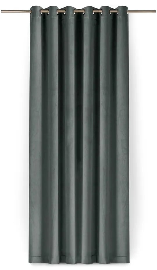 Draperie gri închis dimout (semi-opacă) din catifea 400x250 cm Velto – Filumi