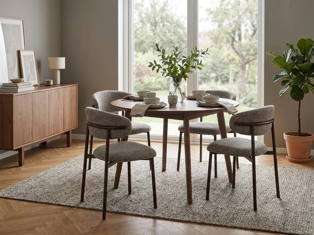 Scaun de dining tapitat ROCKET, nuc/cappuccino