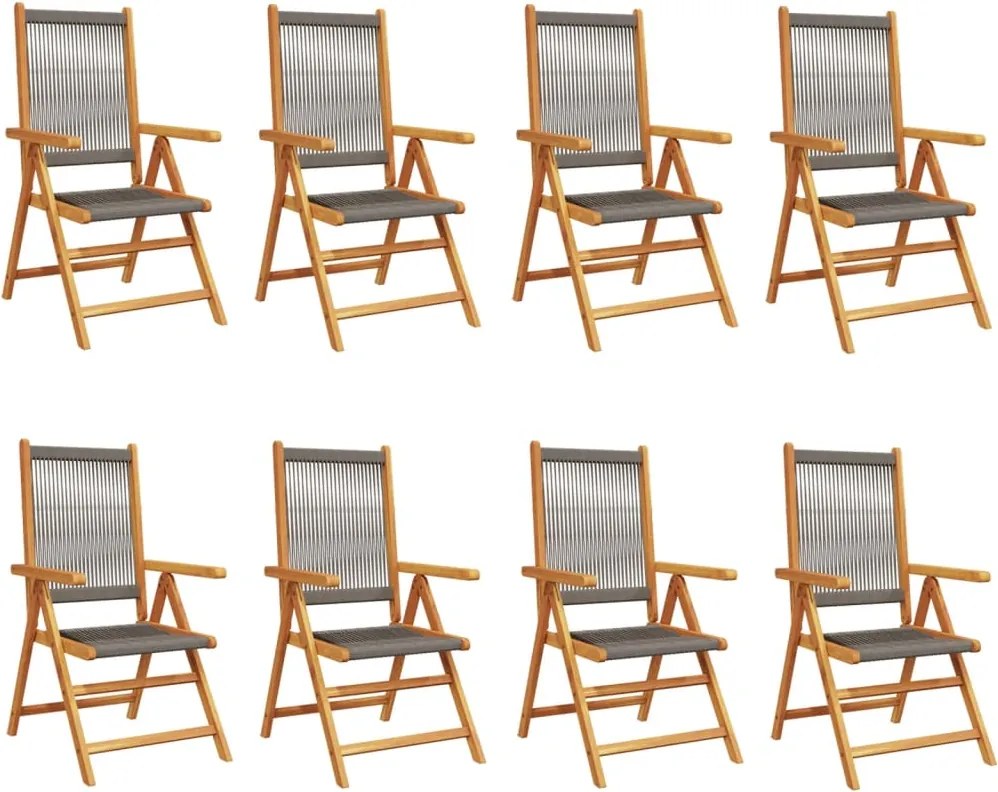 vidaXL Scaune de grădină rabatabile, 4 buc., gri, lemn masiv acacia