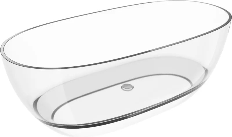 Mexen Pure clar cadă de baie independentă transparentă 170 x 80 cm, dop crom - 58071708008