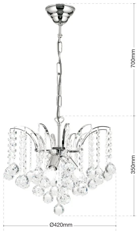 Candelabru cristal Asfour design lux KRISTALL KLASSISCH 3L chrome plated/clear