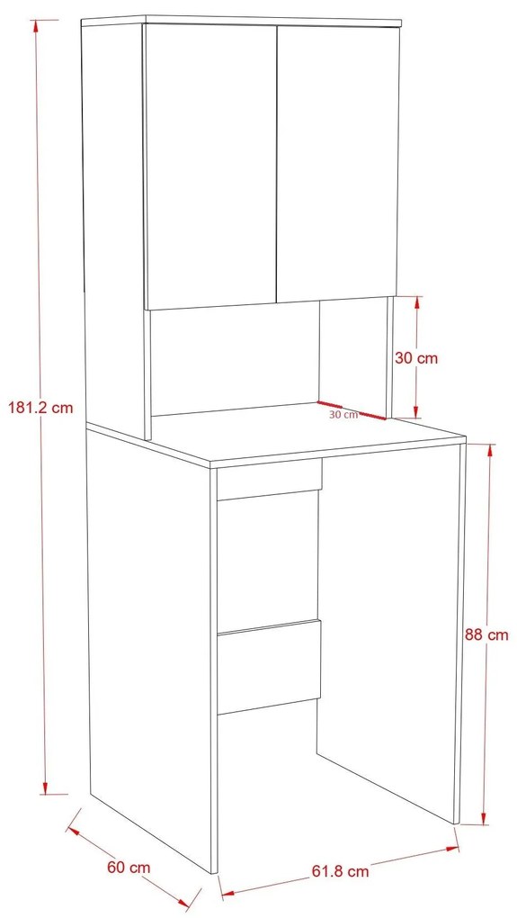 Dulap Baie Adore cu Loc Pentru Masina de Spalat, 3 Rafturi, 2 Usi, Alb, 65 x 182 x 60 cm