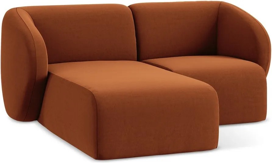 Colțar teracotă cu tapițerie din catifea (cu colț pe partea stângă/cu șezlong) Lani – Makamii