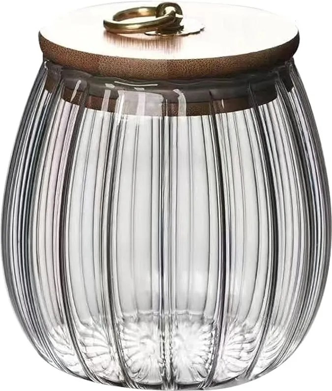 Recipienta din sticla RIBBE cu capac din bambus 700 ml