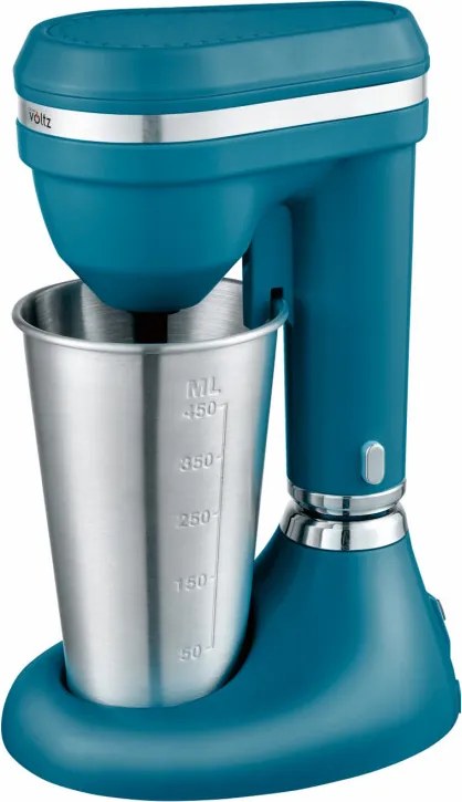 La mâna a doua: Mixer pentru frappe Oliver Voltz OV51163E, 100W, Bol otel inoxidabil 450 ml, 2 viteze, Agitattor otel, Albastru
